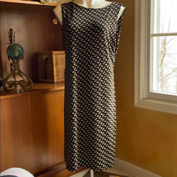 XL MERONA STRETCH JERSEY DRESS BLACK AND TAN DOT - Picture 12 of 13